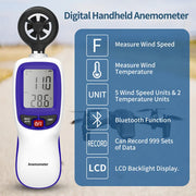 LABART WT82B Digital BT Anemometer Measuring Instrument Air Flow Meter